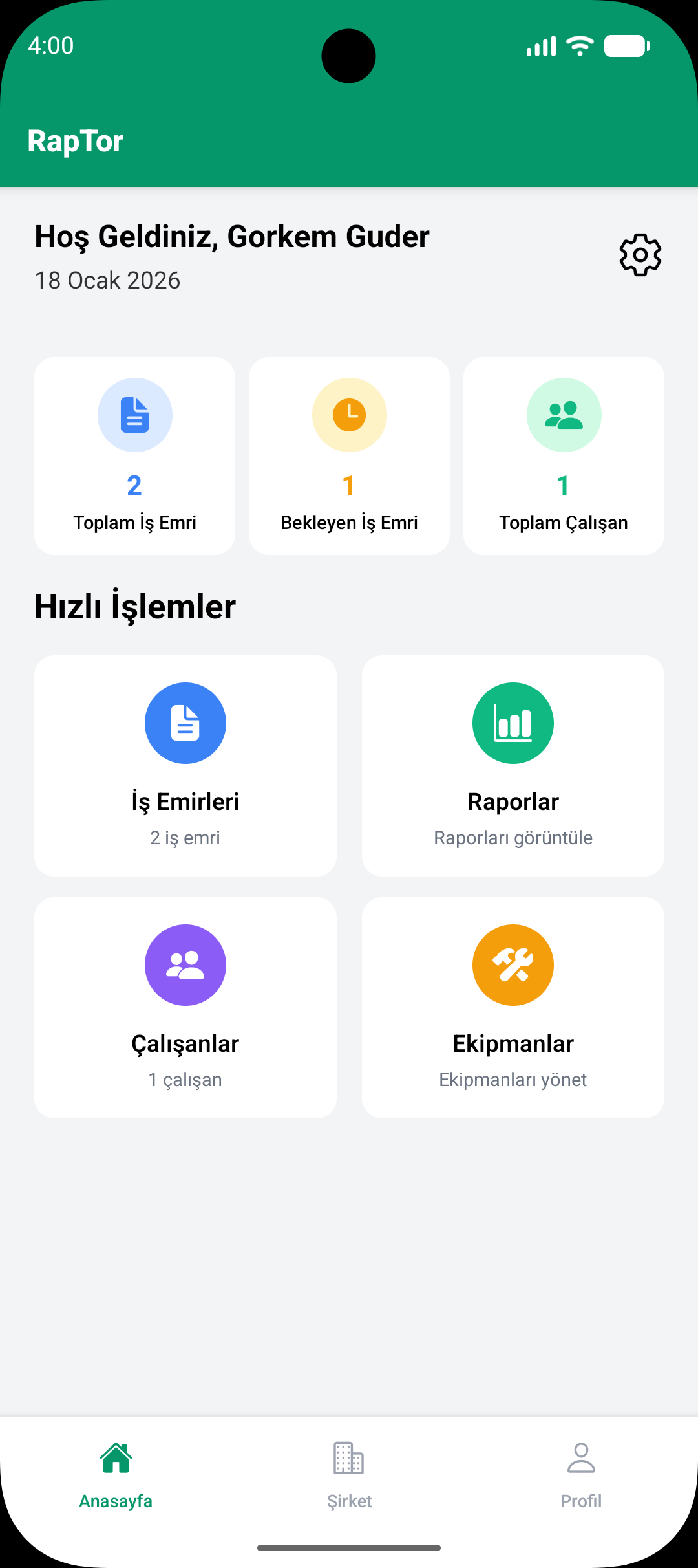 Raptor App Screenshot